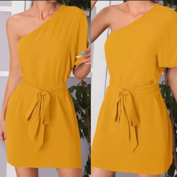 Boho one shoulder belted dress - Picture 9 of 15